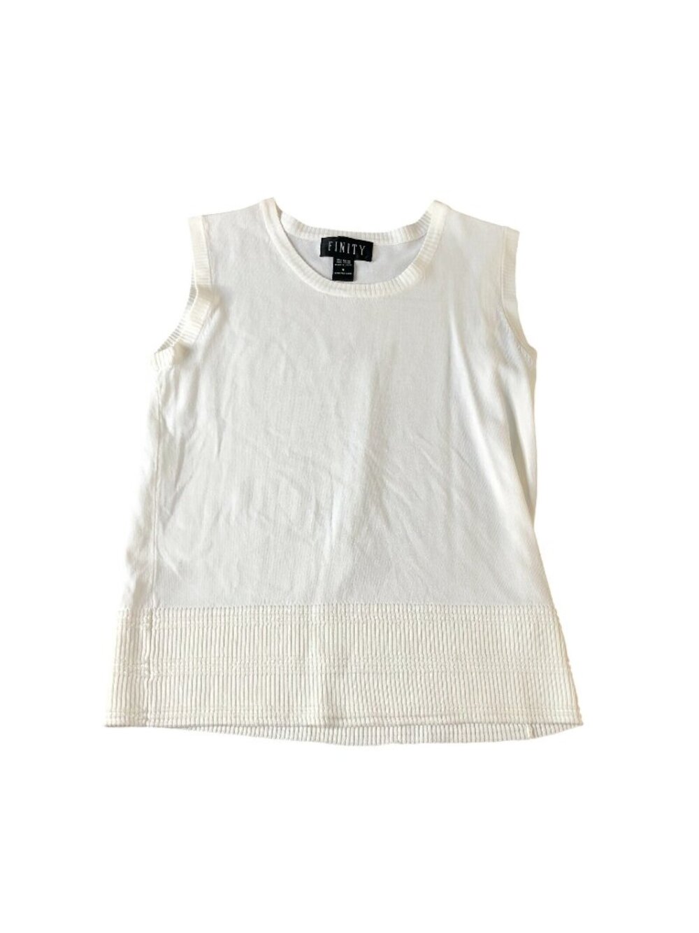 Finity Womens White Sleeveless Top Rayon/Nylon, Size S